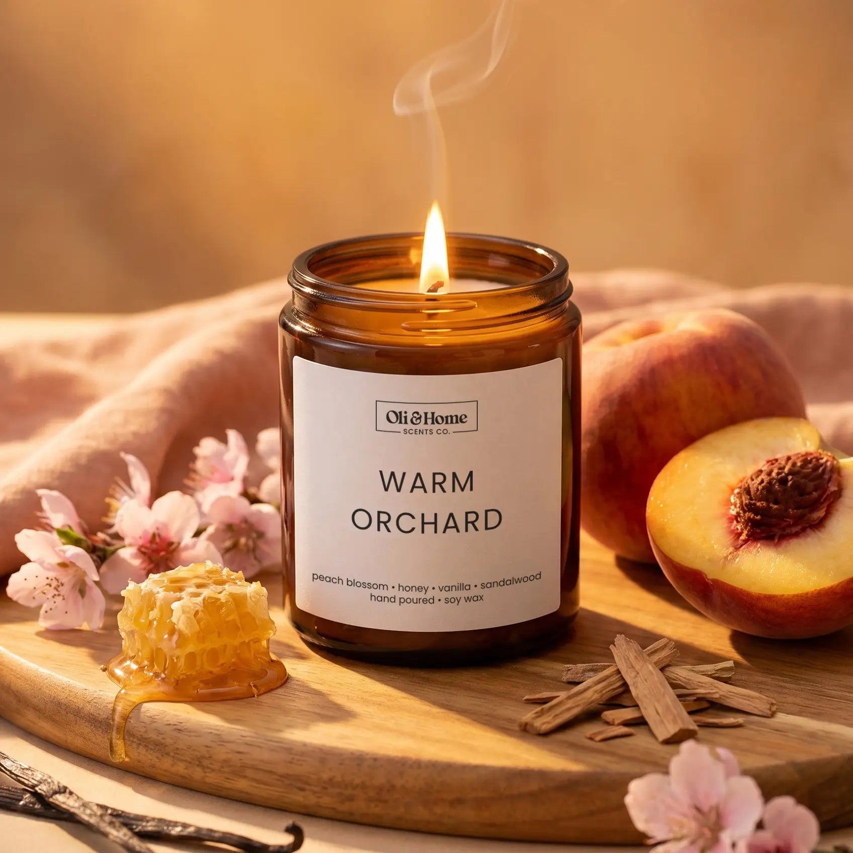 Warm Orchard | Peach + Honey Scented candle